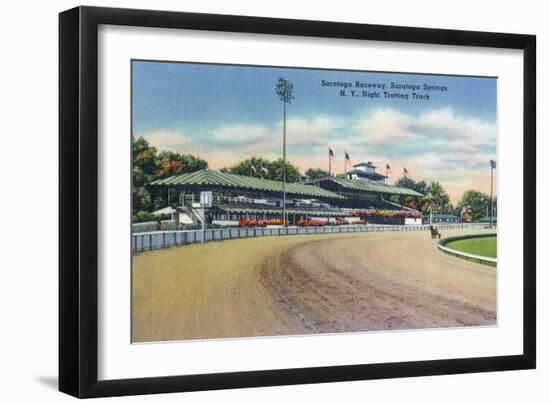 Saratoga Springs, New York - Night Trotting Track View-Lantern Press-Framed Art Print