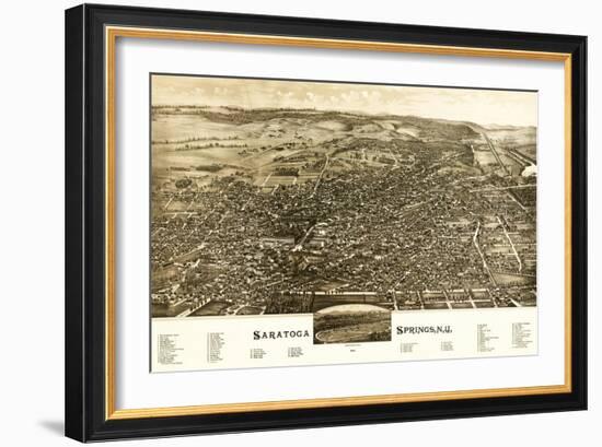 Saratoga Springs, New York - Panoramic Map-Lantern Press-Framed Art Print