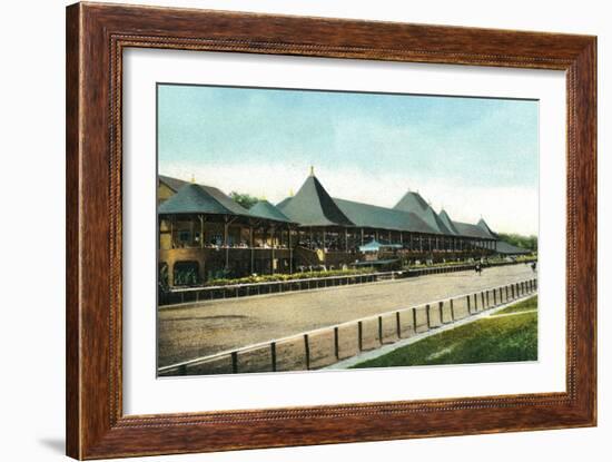 Saratoga Springs, New York - Race Course Grand Stand View-Lantern Press-Framed Art Print