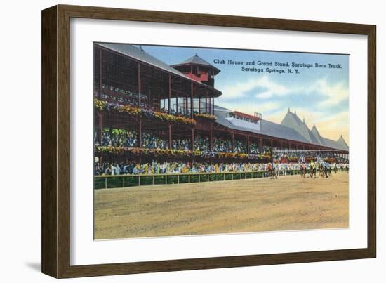 Saratoga Springs, New York - Racetrack View of Clubhouse, Band Stand-Lantern Press-Framed Premium Giclee Print