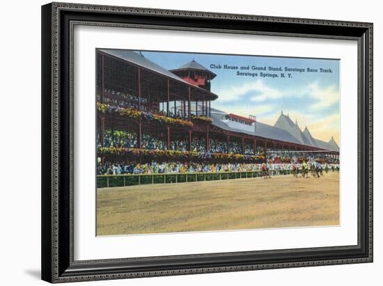 Saratoga Springs, New York - Racetrack View of Clubhouse, Band Stand-Lantern Press-Framed Premium Giclee Print