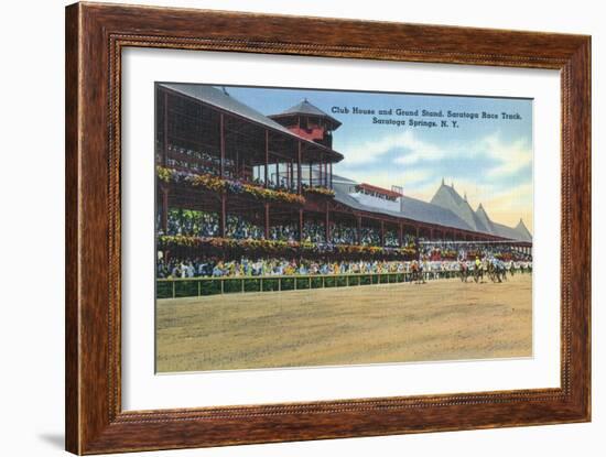 Saratoga Springs, New York - Racetrack View of Clubhouse, Band Stand-Lantern Press-Framed Art Print