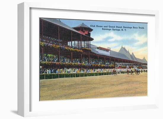 Saratoga Springs, New York - Racetrack View of Clubhouse, Band Stand-Lantern Press-Framed Art Print