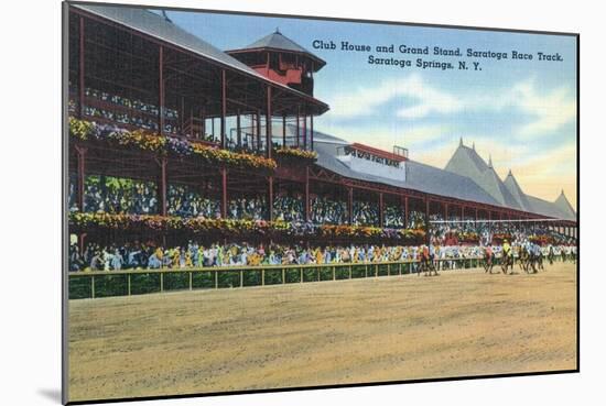 Saratoga Springs, New York - Racetrack View of Clubhouse, Band Stand-Lantern Press-Mounted Art Print