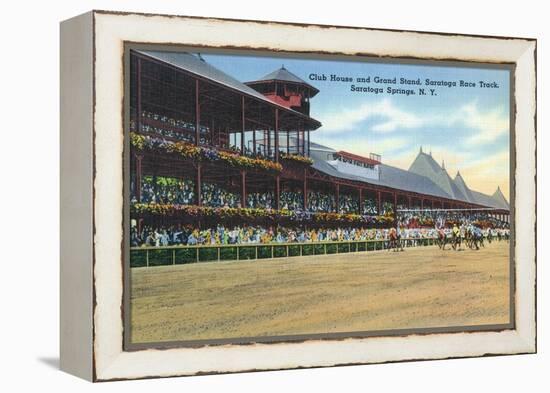 Saratoga Springs, New York - Racetrack View of Clubhouse, Band Stand-Lantern Press-Framed Stretched Canvas