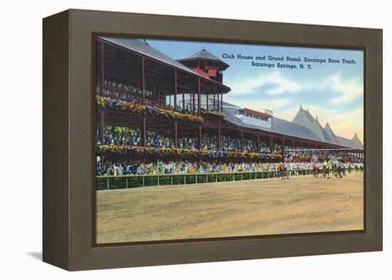 Saratoga Springs, New York - Racetrack View of Clubhouse, Band Stand-Lantern Press-Framed Stretched Canvas