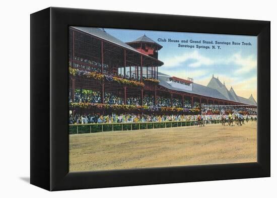 Saratoga Springs, New York - Racetrack View of Clubhouse, Band Stand-Lantern Press-Framed Stretched Canvas