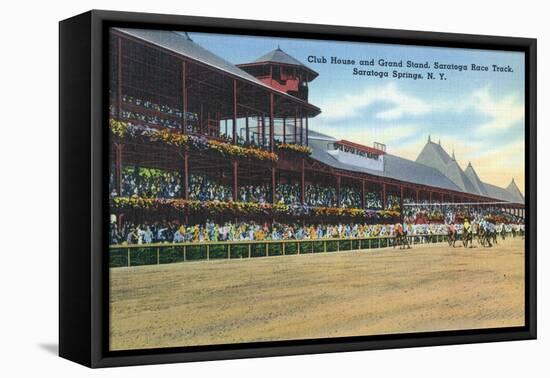 Saratoga Springs, New York - Racetrack View of Clubhouse, Band Stand-Lantern Press-Framed Stretched Canvas