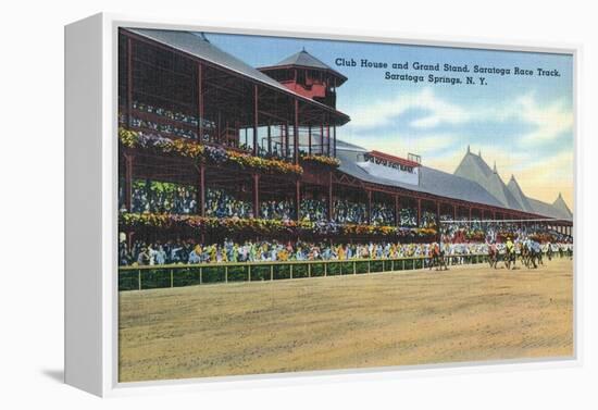 Saratoga Springs, New York - Racetrack View of Clubhouse, Band Stand-Lantern Press-Framed Stretched Canvas