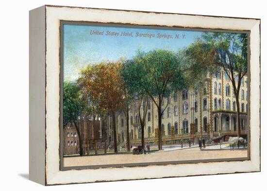 Saratoga Springs, New York - United States Hotel Exterior View-Lantern Press-Framed Stretched Canvas