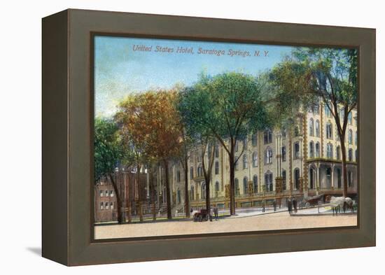 Saratoga Springs, New York - United States Hotel Exterior View-Lantern Press-Framed Stretched Canvas