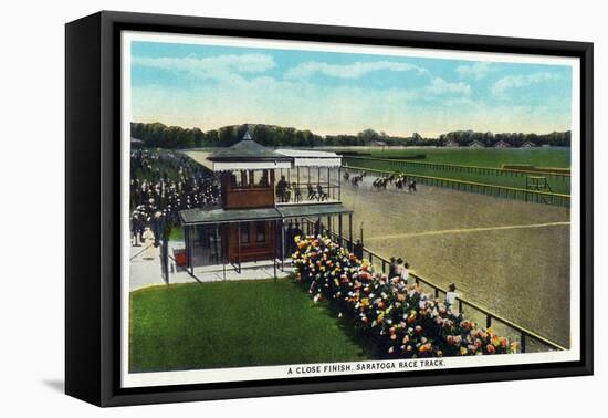 Saratoga Springs, New York - View of a Close Finish at the Horse Race Track, c.1914-Lantern Press-Framed Stretched Canvas