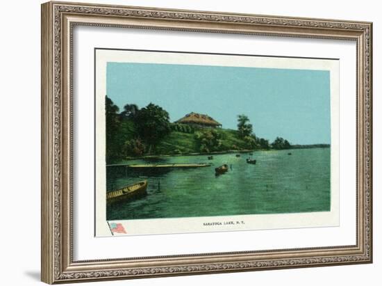 Saratoga Springs, New York - View of Saratoga Lake-Lantern Press-Framed Art Print