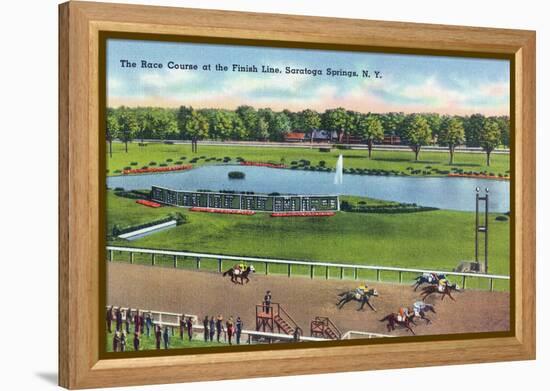 Saratoga Springs, New York - View of the Race Track Finish Line-Lantern Press-Framed Stretched Canvas