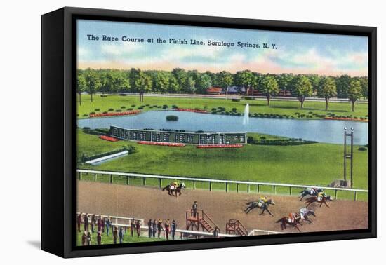 Saratoga Springs, New York - View of the Race Track Finish Line-Lantern Press-Framed Stretched Canvas