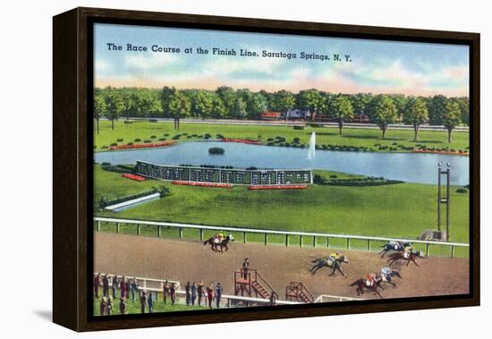 Saratoga Springs, New York - View of the Race Track Finish Line-Lantern Press-Framed Stretched Canvas