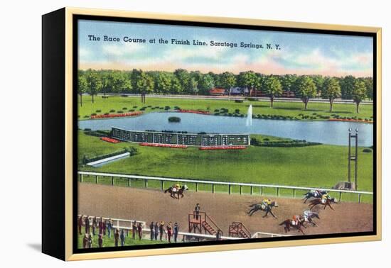 Saratoga Springs, New York - View of the Race Track Finish Line-Lantern Press-Framed Stretched Canvas