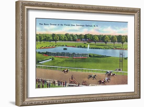 Saratoga Springs, New York - View of the Race Track Finish Line-Lantern Press-Framed Art Print