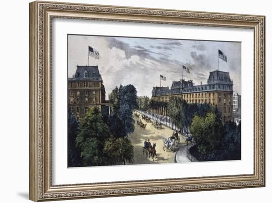 Saratoga Springs-Currier & Ives-Framed Giclee Print