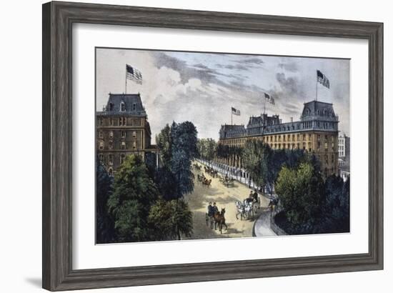 Saratoga Springs-Currier & Ives-Framed Giclee Print