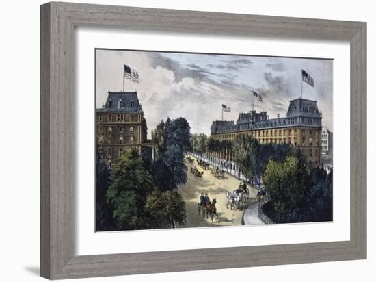 Saratoga Springs-Currier & Ives-Framed Giclee Print