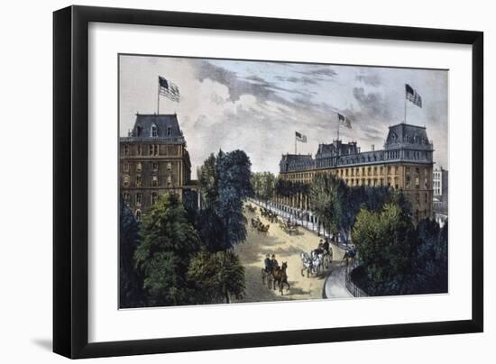 Saratoga Springs-Currier & Ives-Framed Giclee Print