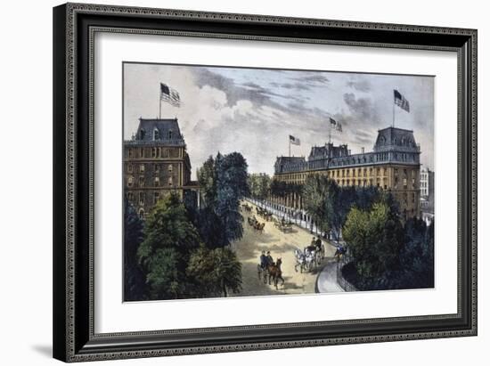 Saratoga Springs-Currier & Ives-Framed Giclee Print