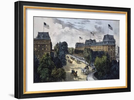 Saratoga Springs-Currier & Ives-Framed Giclee Print