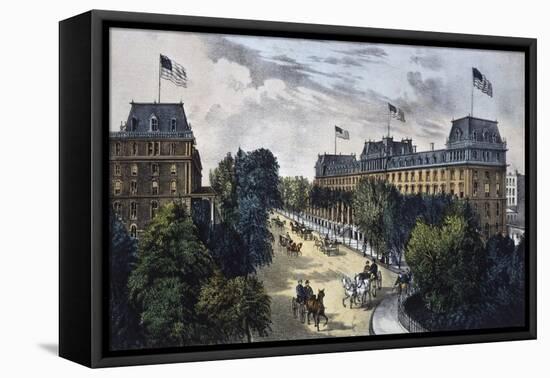 Saratoga Springs-Currier & Ives-Framed Premier Image Canvas