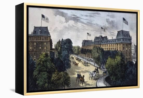 Saratoga Springs-Currier & Ives-Framed Premier Image Canvas