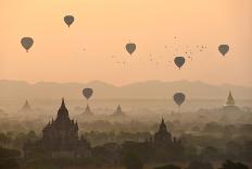 Bagan, balloons flying over ancient temples-Sarawut Intarob-Photographic Print