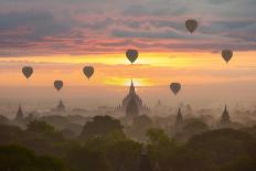 Bagan, balloons flying over ancient temples-Sarawut Intarob-Framed Premier Image Canvas
