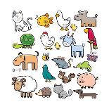 Vector Illustration of Cartoon Animals-Sarawut Padungkwan-Stretched Canvas