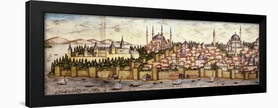 Sarayburnu, Seraglio Point, Hagia Sophia, the Blue Mosque and Topkapi Palace, late 16th century-null-Framed Giclee Print