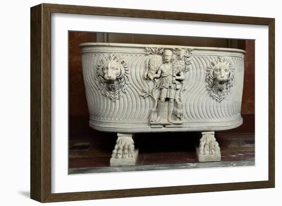 Sarcophage à strigiles : berger et têtes de lions-null-Framed Giclee Print