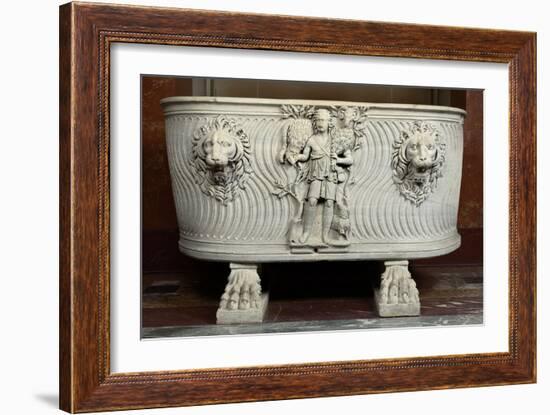 Sarcophage à strigiles : berger et têtes de lions-null-Framed Giclee Print