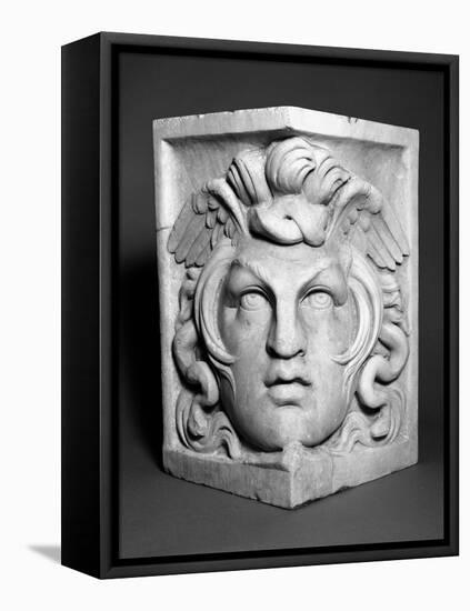 Sarcophagus Corner Fragment (Marble)-Roman-Framed Premier Image Canvas