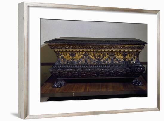 Sarcophagus Form Wedding Chest in Golden Walnut with Lions Claw Feet, Made in Rome, Italy-null-Framed Giclee Print