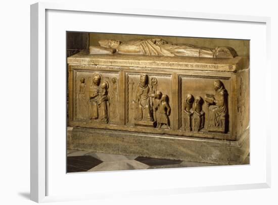 Sarcophagus of Bishop Bonifacio from Modena, 1347, Cathedral of Santa Maria Assunta, Como, Italy-null-Framed Giclee Print