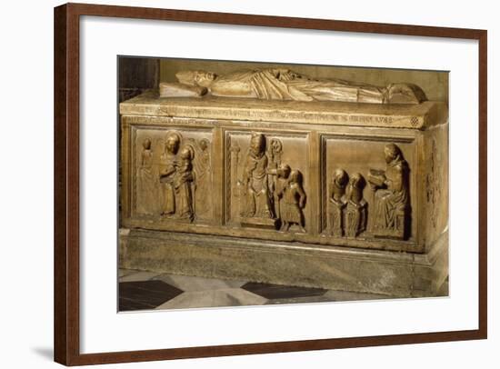 Sarcophagus of Bishop Bonifacio from Modena, 1347, Cathedral of Santa Maria Assunta, Como, Italy-null-Framed Giclee Print