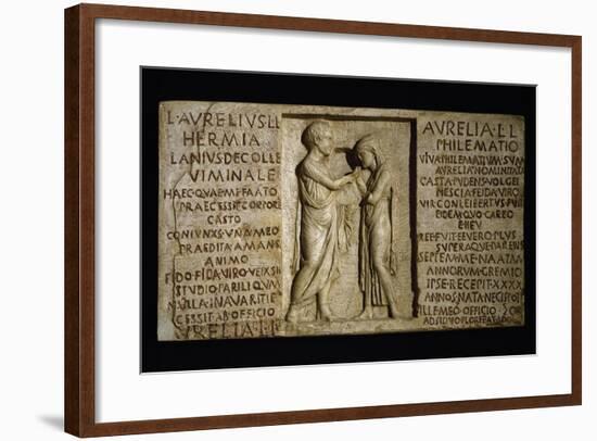 Sarcophagus Slab with Parting of Married Couple-null-Framed Giclee Print