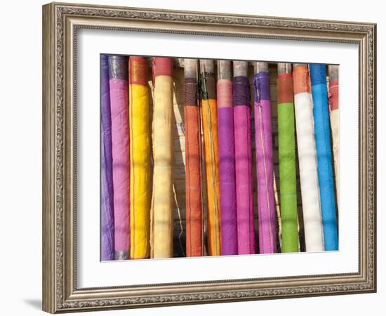 Sari Lengths of Brightly Coloured Cotton, Hand Woven on Village Looms, Kalna, West Bengal, India-Annie Owen-Framed Photographic Print