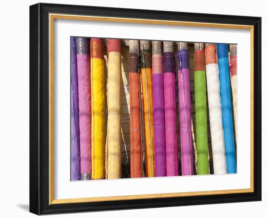 Sari Lengths of Brightly Coloured Cotton, Hand Woven on Village Looms, Kalna, West Bengal, India-Annie Owen-Framed Photographic Print