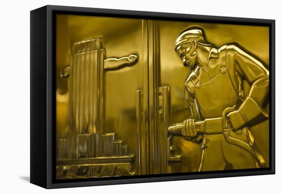 Sart-Deco Elevator Door Details, Minneapolis, Minnesota, USA-Walter Bibikow-Framed Premier Image Canvas