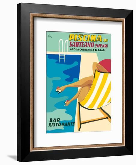 Sarteano Swimming Pool Resort - Siena, Italy - Bar Restaurant (Ristorante)-Athoy-Framed Art Print