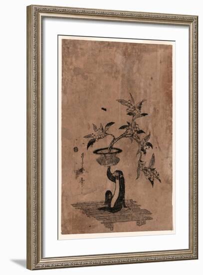 Saru No Hanaike Ni Biwa Monkey Holding a Potted Loquat. Utamaro Ii-Kitagawa II Utamaro-Framed Giclee Print