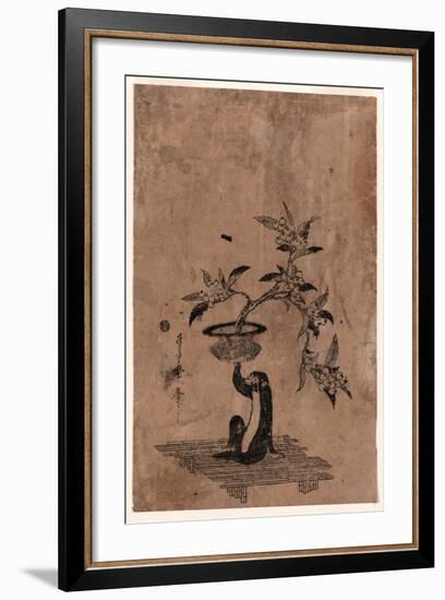 Saru No Hanaike Ni Biwa Monkey Holding a Potted Loquat. Utamaro Ii-Kitagawa II Utamaro-Framed Giclee Print