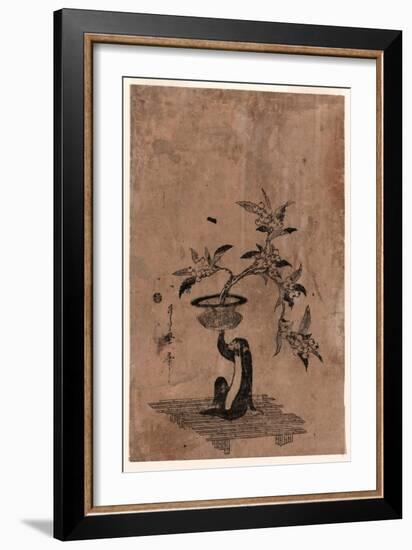 Saru No Hanaike Ni Biwa Monkey Holding a Potted Loquat. Utamaro Ii-Kitagawa II Utamaro-Framed Giclee Print