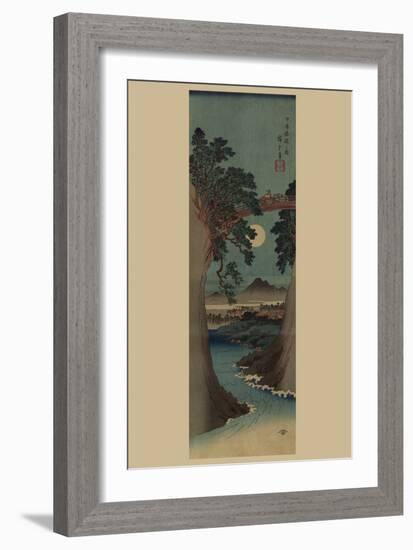 Saruhashi Bridge in Kai Province.-Ando Hiroshige-Framed Art Print