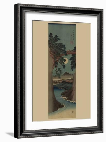 Saruhashi Bridge in Kai Province.-Ando Hiroshige-Framed Art Print